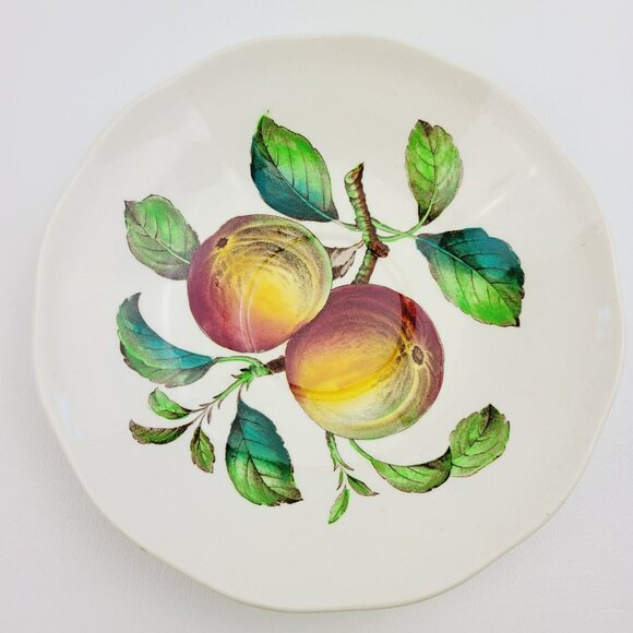 Vintage Spode Apple Teacup & Saucer Red & Green Fruit c1960s England Fall Decor - Picture 5 of 13